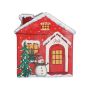 Weihnachtshaus Keramiktopf ARMAS, rot-weiß, 13x13x15cm