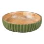 Deko Schale MARAMA aus Mangoholz, geriffelt, grün-natur, 6cm, Ø20cm