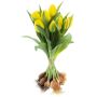Kunst Tulpenstrauß LONA mit Zwiebeln, gelb, 35cm, Ø25cm