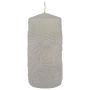Stumpenkerze MATHIEU mit Palmblatt Motiv, zinn, 15cm, Ø7cm, 63h