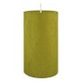 Stumpenkerze ANTOINE mit Struktur, grüngold, 13cm, Ø6,8cm, 52h
