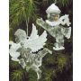 Acryl Hänger Engel LINDY, 2 Stück, Harfe, Lyra, Glitzer, silber-weiß, 9x10cm