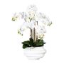 Textil Phalaenopsis Orchidee ZALBROK, Dekovase weiß, Wurzeln, weiß, 75cm