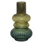 Tischvase Glas SIGURD mit Rillen, braun-cognac-blau-klar, 25,2cm, Ø14,6cm