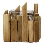 Maxi Teelichthalter SEAN im Holzgestell, klar-beige, 10,5x10,5x10cm