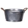 Runder Pflanzkasten BIMETO mit Griffen, Rillen, Zink, silber, 12,5cm, Ø27cm