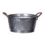 Runder Pflanzkasten BIMETO mit Griffen, Rillen, Zink, silber, 11,5cm, Ø23cm