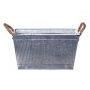 Rechteckiger Pflanzkasten BIMETO mit Griffen, Rillen, Zink, silber, 24x14x13cm
