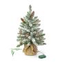 Künstliche Tanne WIEN, Jutesack, Zapfen, LEDs, beschneit, 60cm, Ø40cm