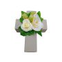 Deko Gesteck Rose, Orchidee, Hopfen ARIADNA, Pflanzkreuz, weiß, 20x15x9cm