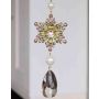 Acryl Hänger Eisblume ZERA, Tropfen, Glitzer, grün-gold, 16cm, Ø6cm