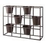 Metall Pflanzen Raumteiler UTOPIA mit 6 Pflanztöpfen, braun, 65x17x52cm