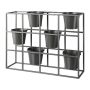 Metall Pflanzen Raumteiler UTOPIA mit 6 Pflanztöpfen, grau, 84x22x73cm