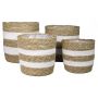 Korb Übertopf PUMBA, 4 Stück, beige-weiß, 18-27cm, Ø18-27cm
