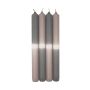 Dip Dye Stabkerzen LISSITA, 4 Stück, grau-silbergrau, 25cm, Ø2,3cm, 11h