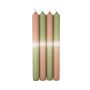 Dip Dye Stabkerzen LISSITA, 4 Stück, lachs-hellgrün, 25cm, Ø2,3cm, 11h