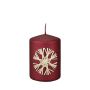 Stumpenkerze DINORA mit Strohstern-Motiv, kaminrot, 10cm, Ø7cm, 42h - Made in Germany
