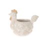 Blumentopf Huhn ARKAS aus Keramik, Libellen-Motiv, grau-weiß, 15,6x10,6x13,2cm