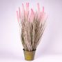 Kunstgras Lampenputzergras OVIDIO, Rispen, Zinktopf, rosa-grün, 60cm