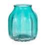 Kleine Blumenvase AMORY aus Glas, türkis-klar, 16cm, Ø13,8cm