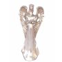 Deko Engel Figur PINTA, Blume reichend, silber-kupfer, 30cm