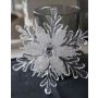 Acryl Hänger Eisblume GEORGINA, Glitzer, transparent-silber-weiß, Ø14cm