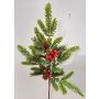 Kunst Zweig VARDALIA, Tanne, Beeren, Zapfen, rot-grün, 75cm