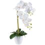 Kunst Phalaenopsis Orchidee BLENTOR im Melamin-Übertopf, Wurzeln, weiß, 55cm