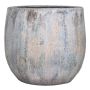 Keramik Übertopf MORTAZA mit Maserung, blau-beige, 14cm, Ø16cm