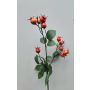 Kunstzweig Kartoffelrose LOPUNY mit Hagebutten, orange, 70cm