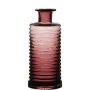 Glas Dekoflasche STUART mit Rillen, pink-klar, 21,5cm, Ø9,5cm