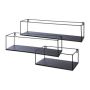 Industrial Metall Wandregal QUIANA, 3 Stück schwarz, 32x15x13cm, 50x15x14cm, 65x15x16cm