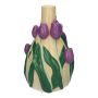 Dekovase LIMEA aus Dolomit, 3D Tulpen, beige-lila-grün, 21,6cm, Ø13,3cm