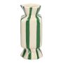 Eckige Einzelblumenvase Bonbon AMIEL aus Keramik, mit Längsstreifen, grün-weiß, 6,5x6,5x15cm