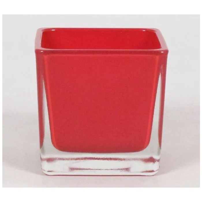 rot INNA Glas Teelicht Glas / Teelichthalter KIM 8x8x8cm Kerzenglas