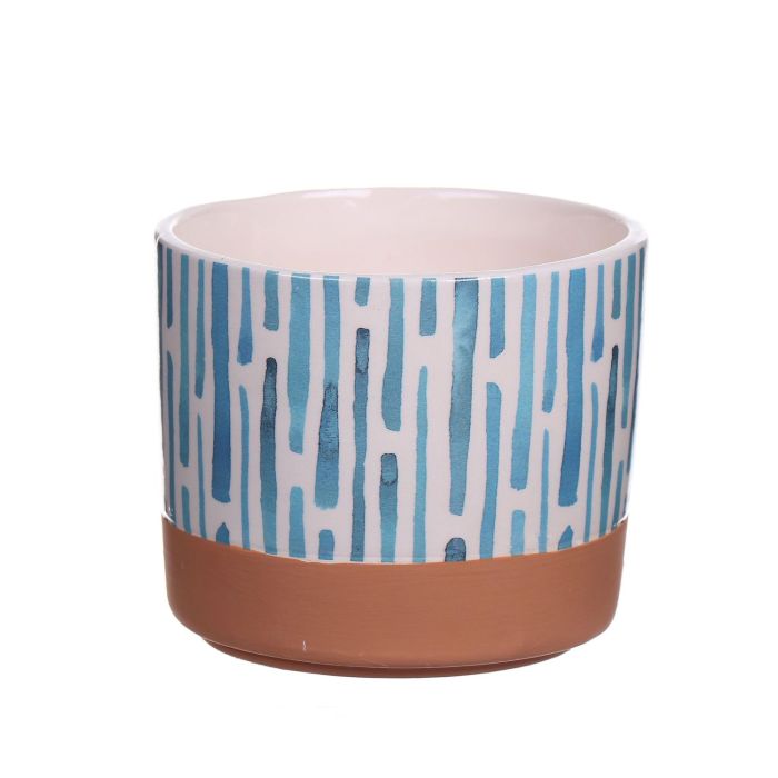 Leaf Keramik-Übertopf Mit Blumenprint – Blau-weißes Design Für Zimmerpflanzen, 12 Cm Hoch