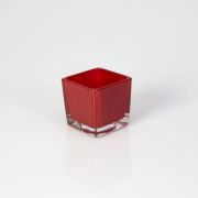 Teelichthalter KIM EARTH aus Glas, rot, 6x6x6cm