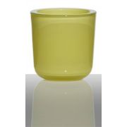 Teelichthalter NICK aus Glas, gelb-grün, 7,5cm, Ø7,5cm