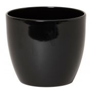Großer Übertopf TEHERAN BASAR, Keramik, schwarz, 27cm, Ø32cm