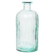 Glas Flasche AYAKA mit Rillen, klar-blau, 20cm, Ø8,5cm