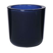 Teelichthalter NICK aus Glas, dunkelblau, 7,5cm, Ø7,5cm