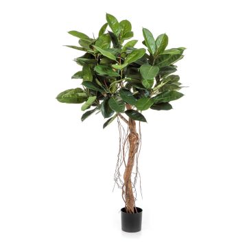 Künstlicher Gummibaum ADORU, Naturstamm, grün, 155cm