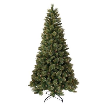 Künstliche Tanne TORRANCE SPEED, Zapfen, grün, goldene Spitzen, 180cm, Ø95cm