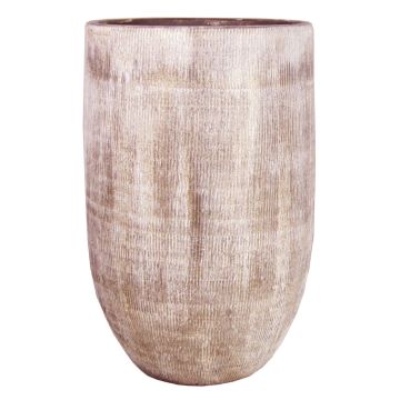 Keramik Vase KAMUNI, längsstreifen, braun, 30cm, Ø19cm