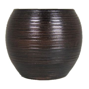 Pflanztopf CATARI aus Keramik, Rillen, braun, 32cm, Ø35cm
