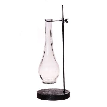 Dekoratives Laborglas AUDREY mit Ständer, klar-schwarz, 13x13x35cm