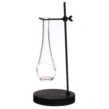 Dekoratives Laborglas AUDREY mit Ständer, klar-schwarz, 12x12x28cm