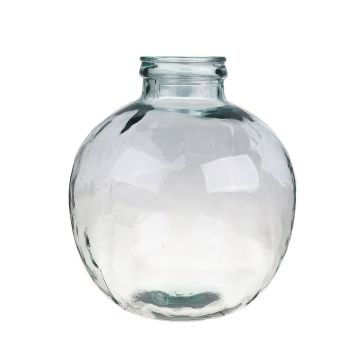 Runde Glasflasche ORNELA, recycelt, klar-blau, 35cm, Ø31cm