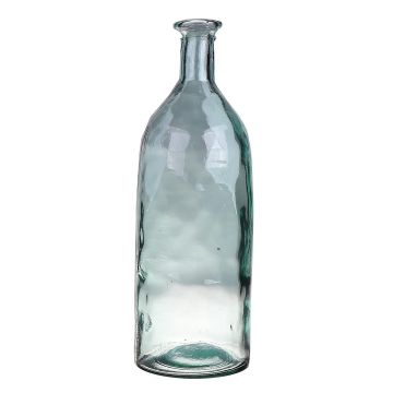 Deko Glasflasche HERMINIA, recycelt, blau-transparent, 35cm, Ø12cm