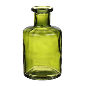 Flaschenvase BARTOLOMEA aus Glas, olivgrün-klar, 11,8cm, Ø6,8cm